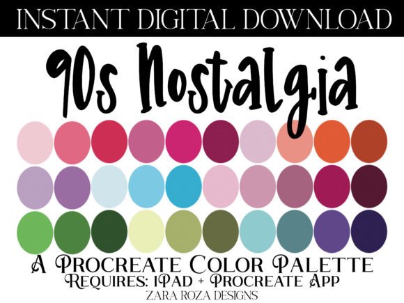 90s Nostalgia Procreate Color Palette: Retro Hues for Modern Design