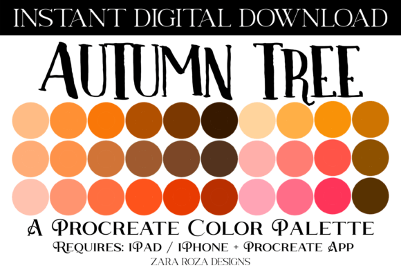 Autumn Tree Procreate Color Palette: Your Go-To for Warm Digital Art