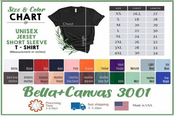 Bella Canvas 3001 Size & Color Chart: The Ultimate Guide
