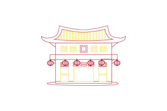 Chinese New Year Castle Color Line: A Festive Design Asset