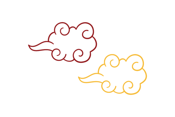 Chinese New Year Cloud Color Icon: Festive Design Assets