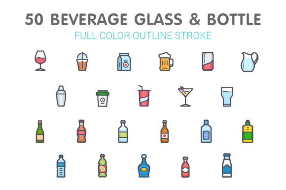 Elevate Your Brand with Glass & Bottle Full Color Icons