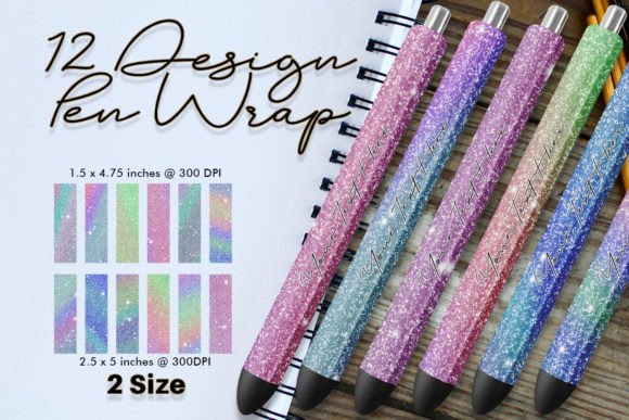 Pen Wrap Glitter Rainbow Color Sparkle