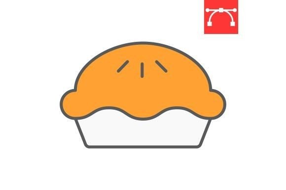 Pie Color Line Icon: A Modern Vector for Fall & Bakery