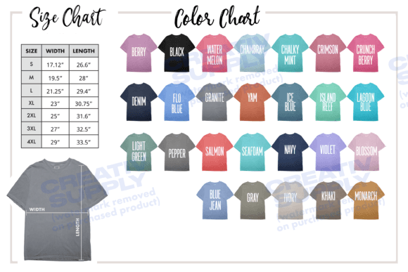 Size and Color Chart Comfort Colors 1717: Your Essential Tool